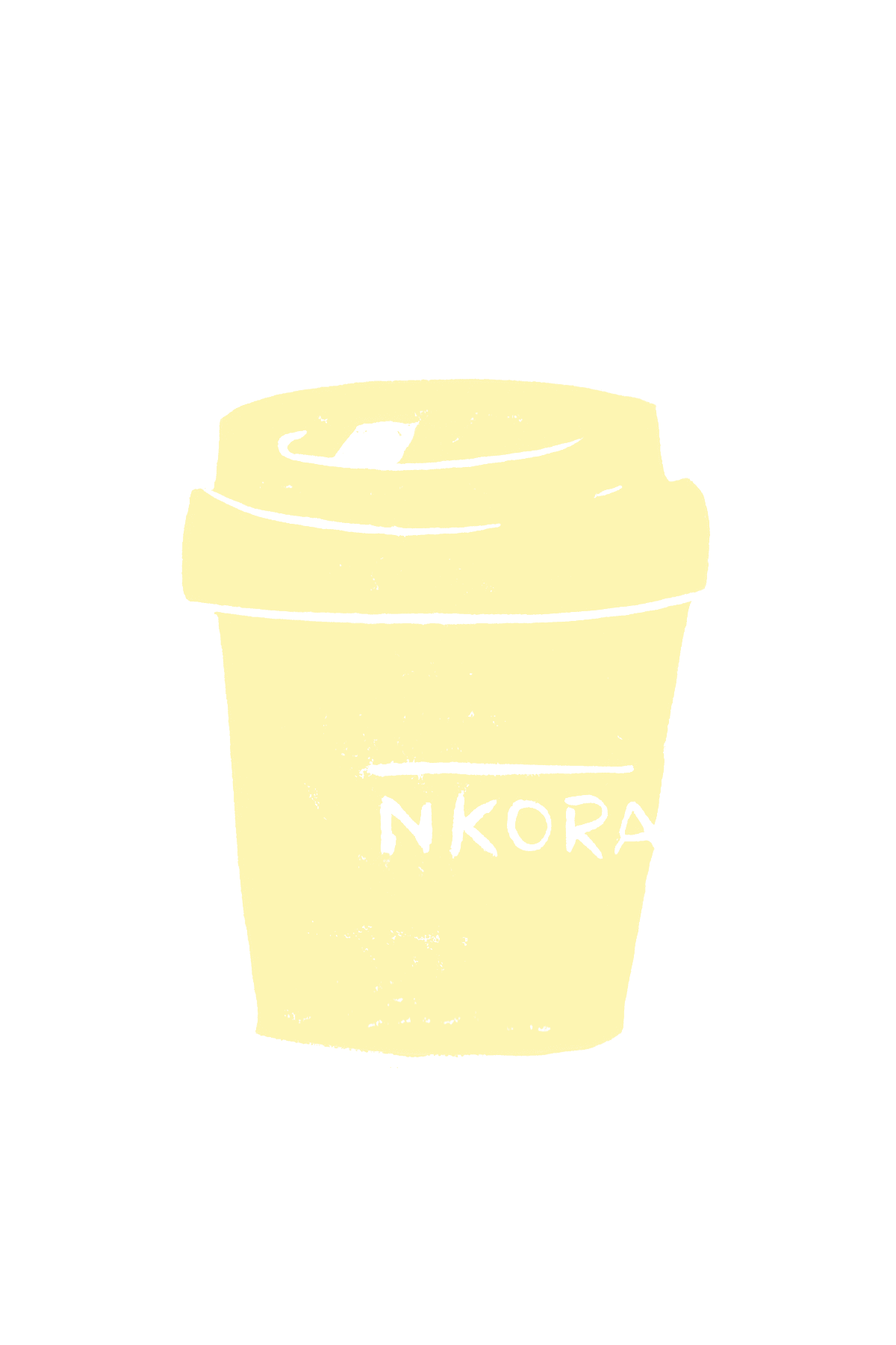 A human hand about to grab a green cup inside NKORA Coffee Shop